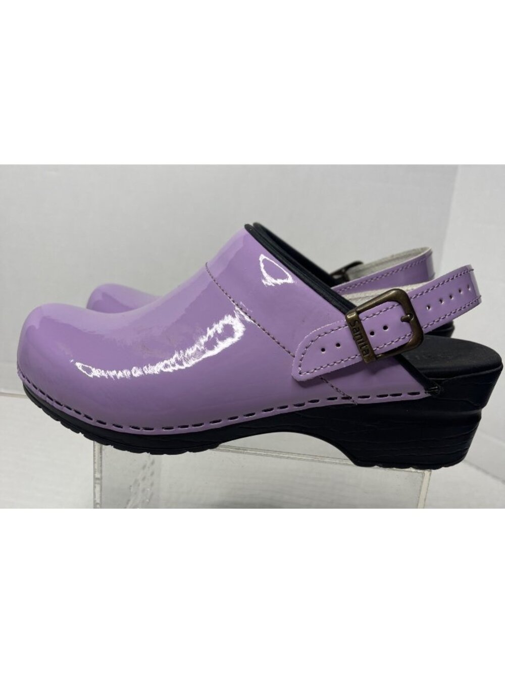Sanita Freya Womens Lilac Patent Leather Clogs EU 38/US 7 Comfort Shoes - Picture 3 of 8